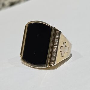 Large Black Onyx Statement Men Ring Silver 925